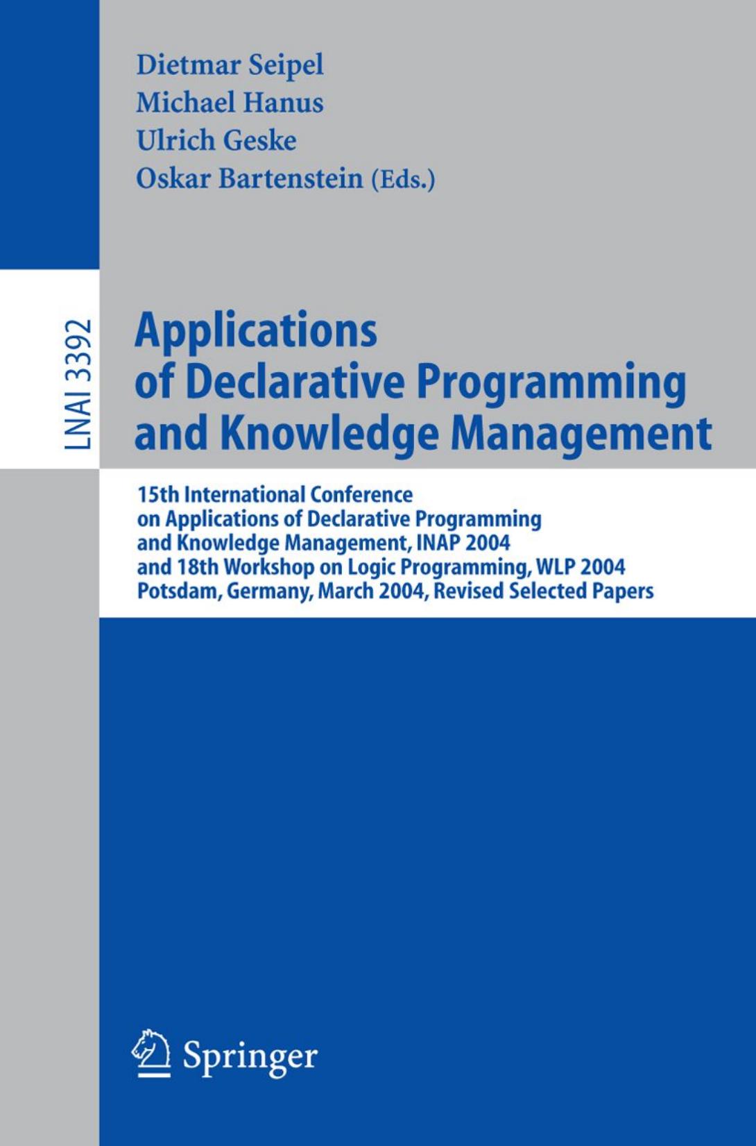LNAI 3392 - Optimizing the Evaluation of XPath Using Description Logics by Peter Baumgartner Ulrich Furbach Margret Gross-Hardt & Thomas Kleemann