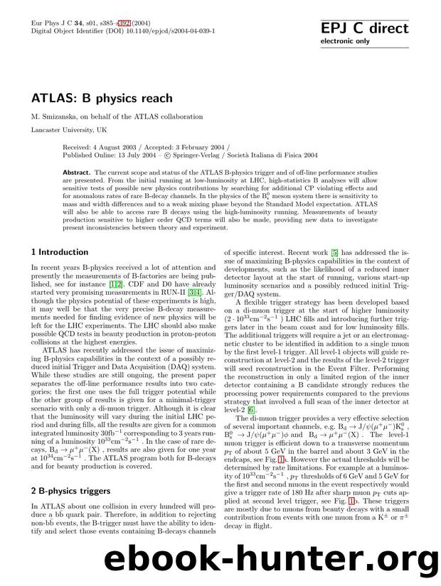 LNCS 1 - ATLAS: B physics reach by M. Smizanska