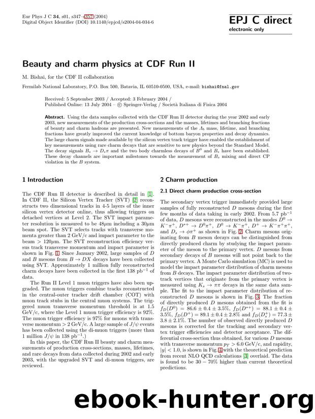 LNCS 1 - Beauty and charm physics at CDF Run II by M. Bishai