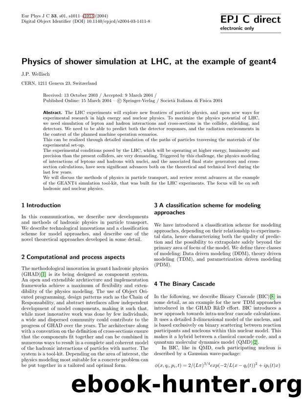 LNCS 1 - Physics of shower simulation at LHC, at the example of geant4 by J.P. Wellisch