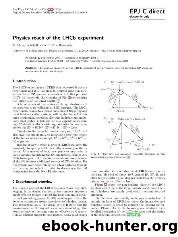 LNCS 1 - Physics reach of the LHCb experiment by M. Musy