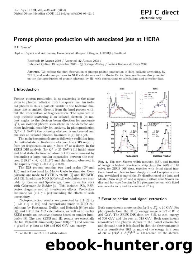 LNCS 1 - Prompt photon production with associated jets at HERA by D.H. Saxon