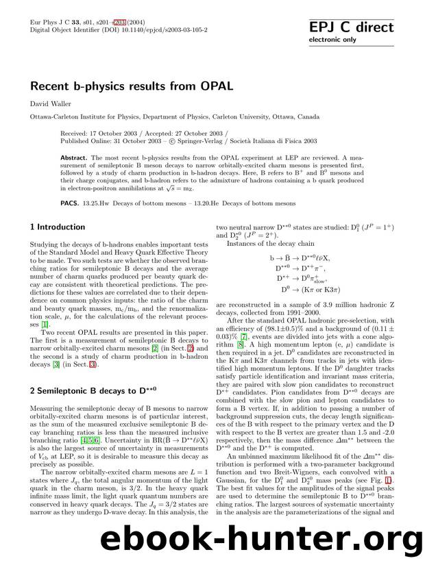 LNCS 1 - Recent b-physics results from OPAL by David Waller