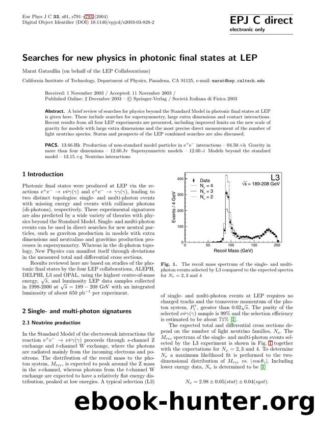 LNCS 1 - Searches for new physics in photonic final states at LEP by Marat Gataullin