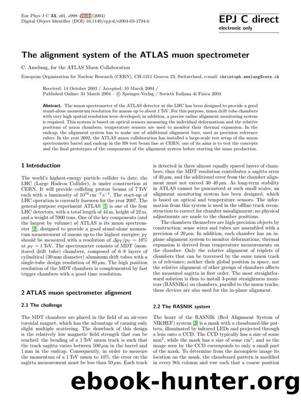 LNCS 1 - The alignment system of the ATLAS muon spectrometer by C. Amelung