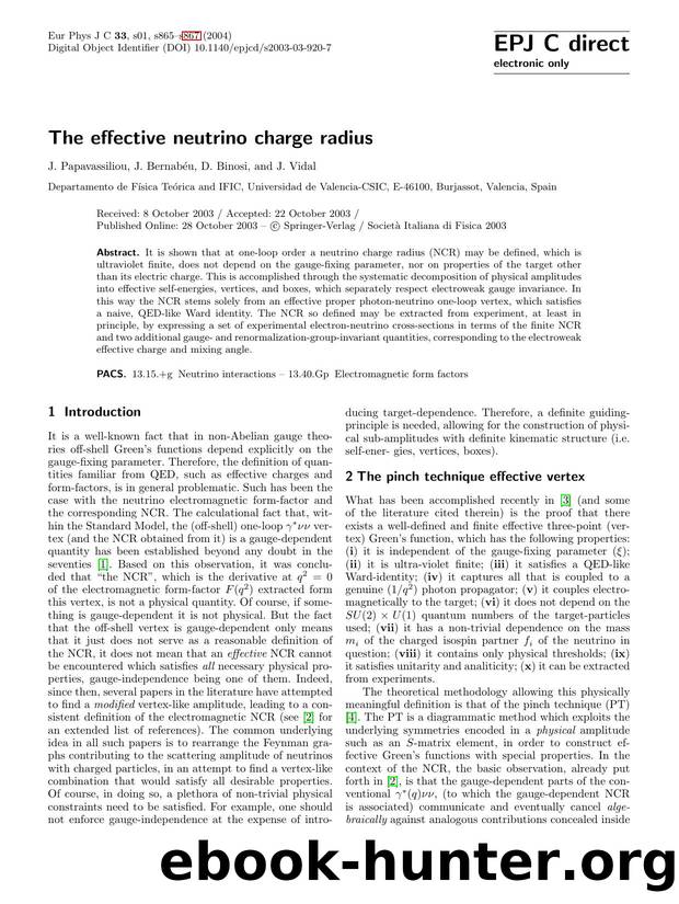 LNCS 1 - The effective neutrino charge radius by J. Papavassiliou J. Bernabéu D. Binosi & J. Vidal