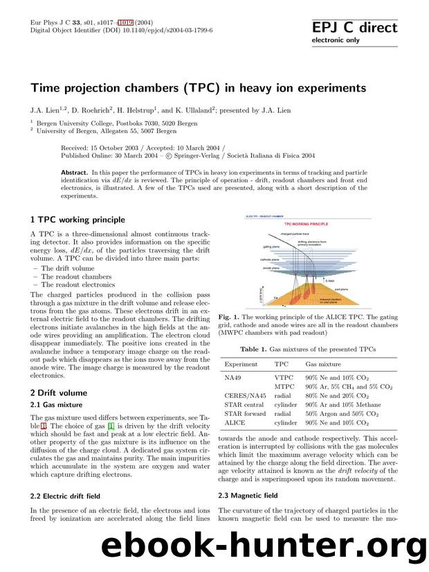 LNCS 1 - Time projection chambers (TPC) in heavy ion experiments by J.A. Lien D. Roehrich H. Helstrup & K. Ullaland