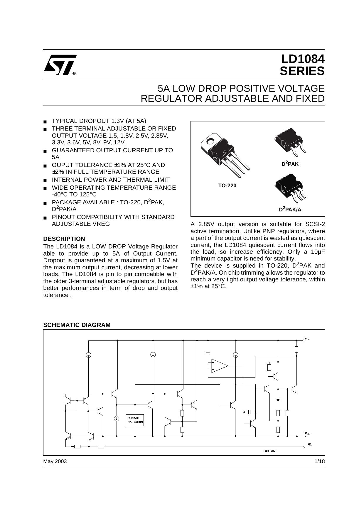 LOW DROP POSITIVE VOLTAGE REGULATOR ADJUSTABLE AND FIXED by STMicroelectronics