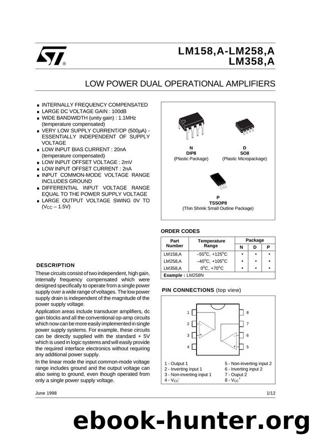LOW POWER DUAL BIPOLAR OP-AMPS by STMicroelectronics