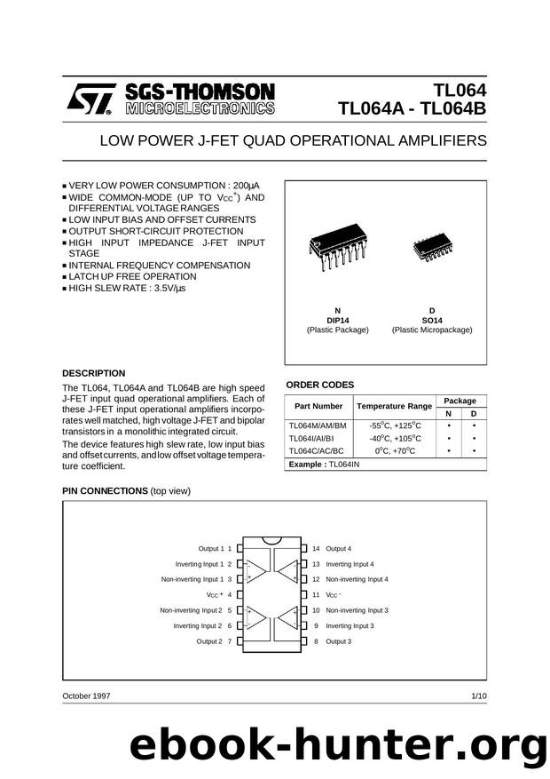 LOW POWER QUAD JFET OP-AMPS by STMicroelectronics