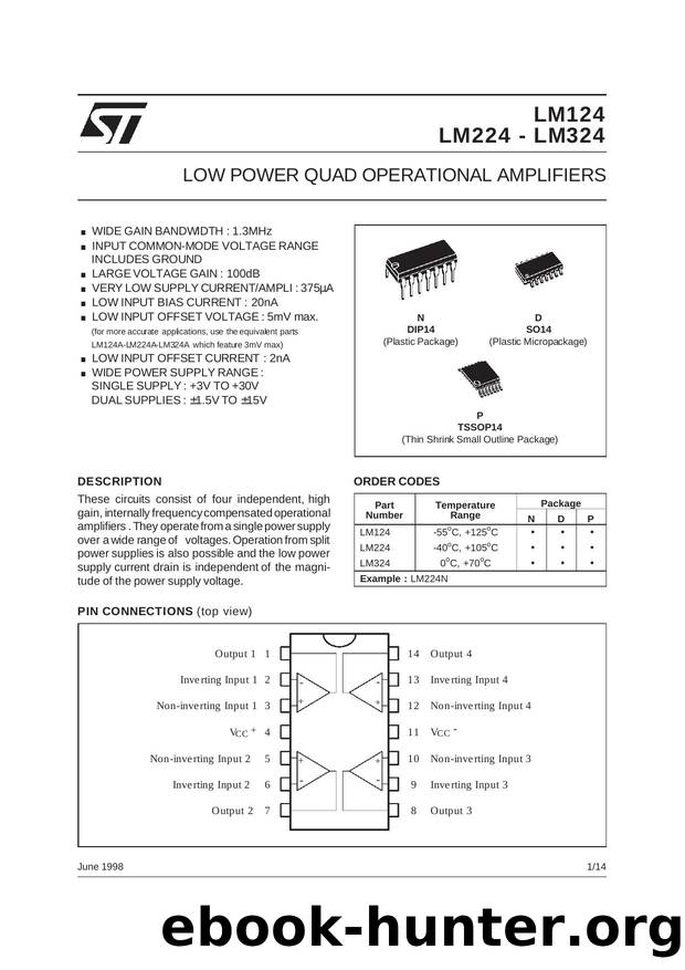 LOW POWER QUAD OPERATIONAL AMPLIFIERS by STMicroelectronics