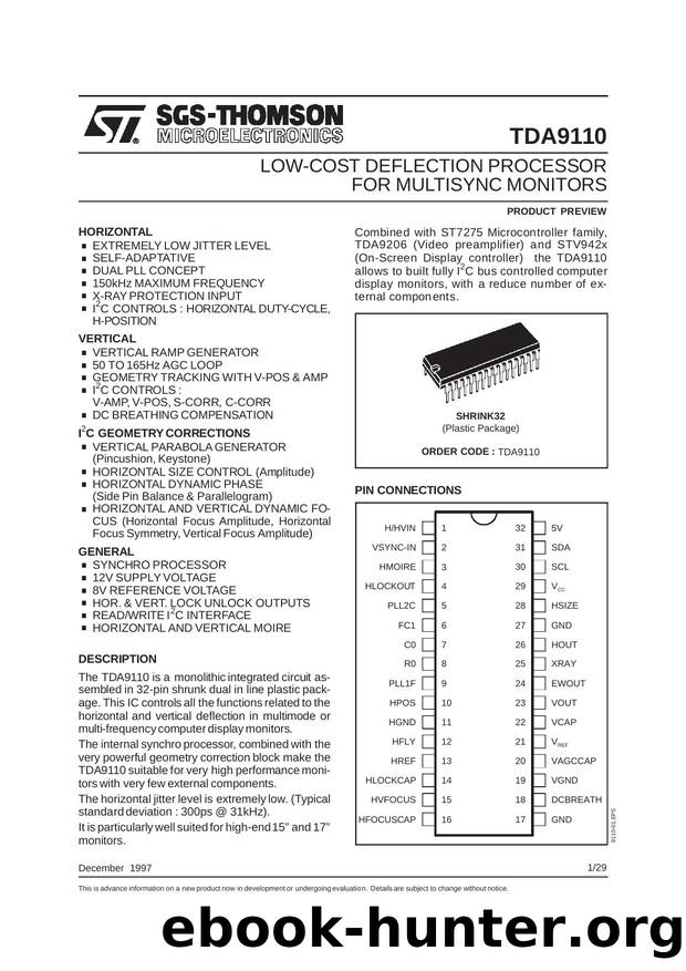 LOW-COST DEFLECTION PROCESSOR FOR MULTISYNC MONITORS by SGS-THOMSON Microelectronics