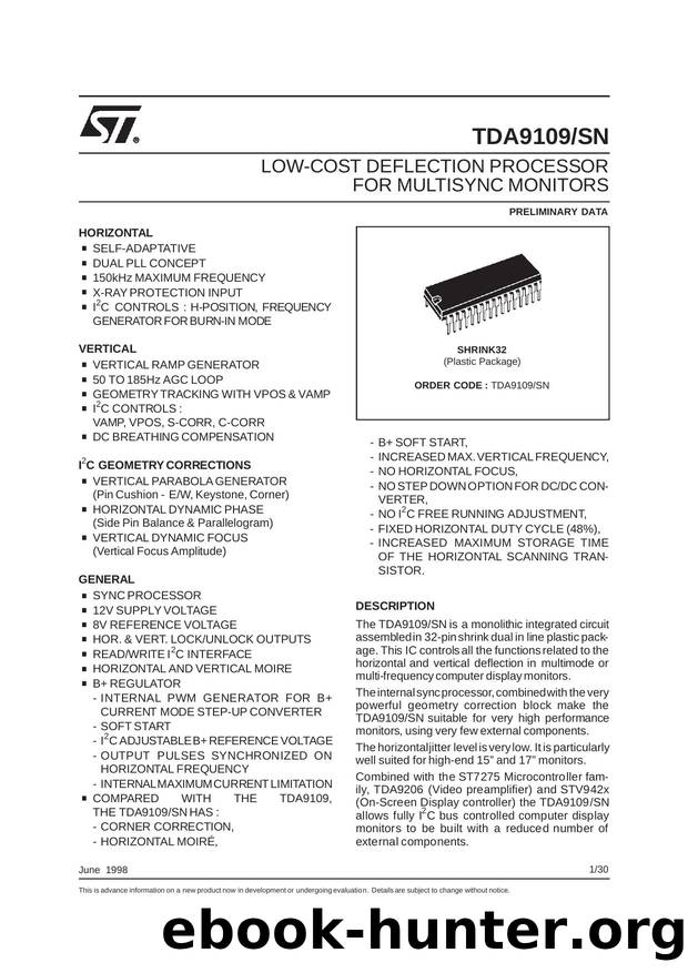 LOW-COST DEFLECTION PROCESSOR FOR MULTISYNC MONITORS by STMicroelectronics
