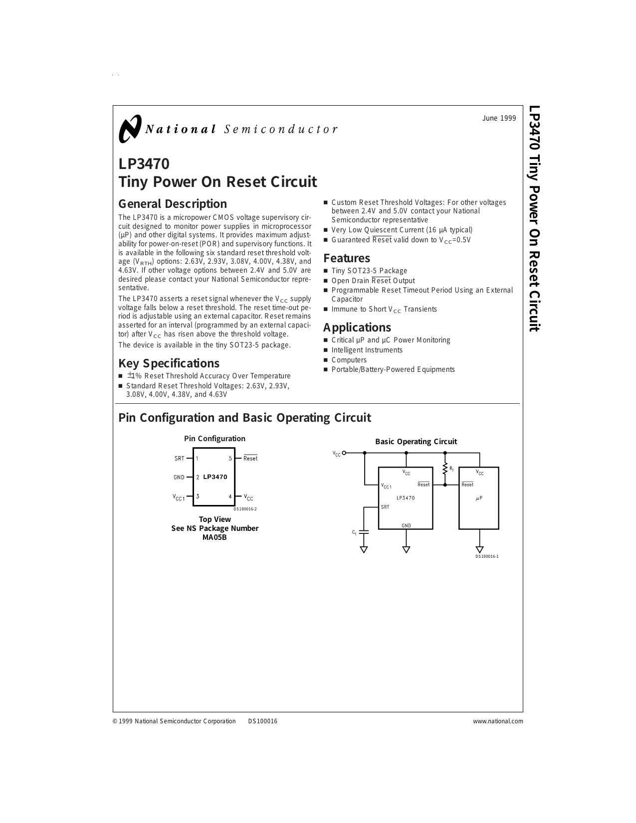 LP3470 Tiny Power On Reset Circuit by unknow