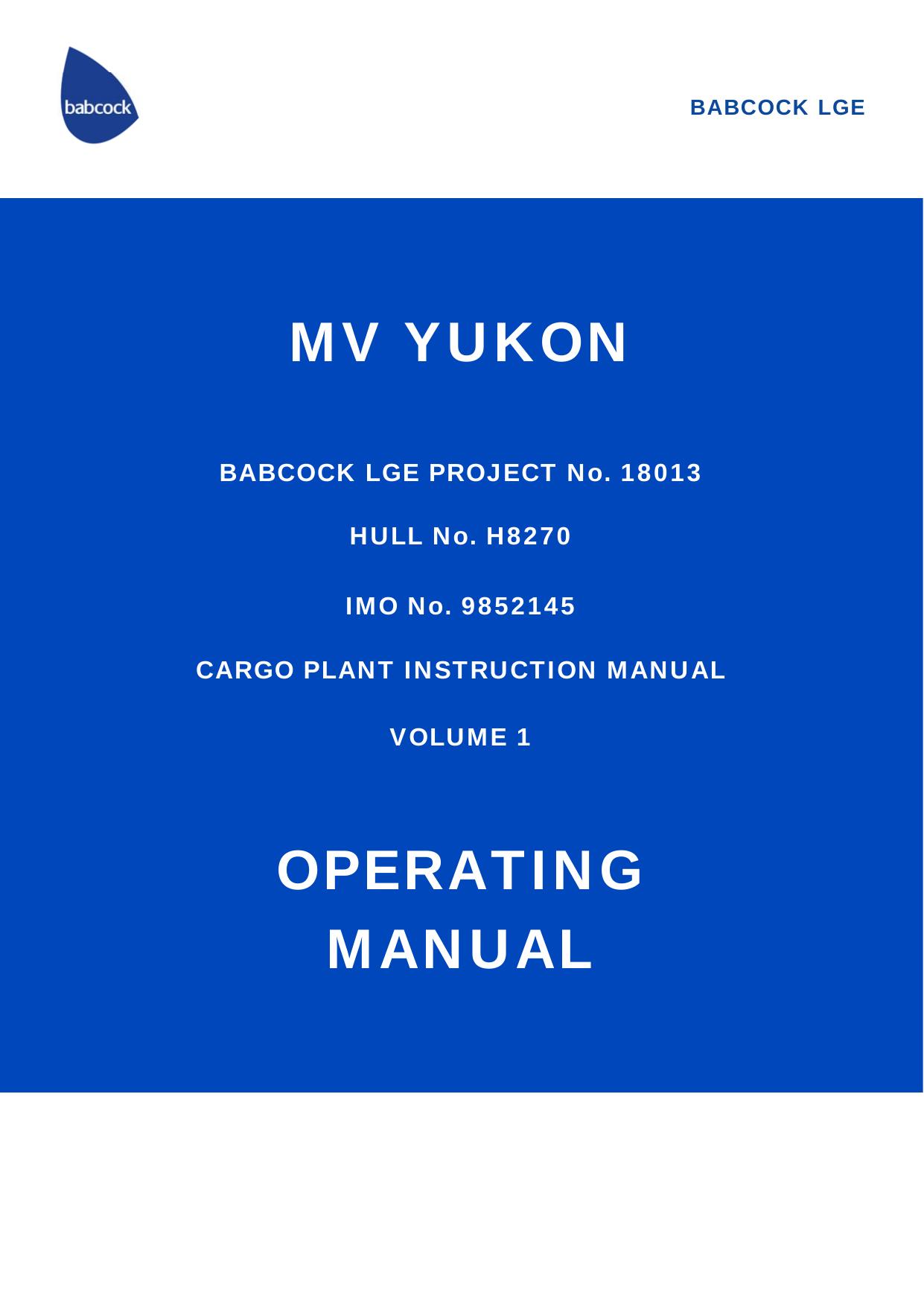 LPG YUKON OPERATING MANUAL 450 by LGE Process