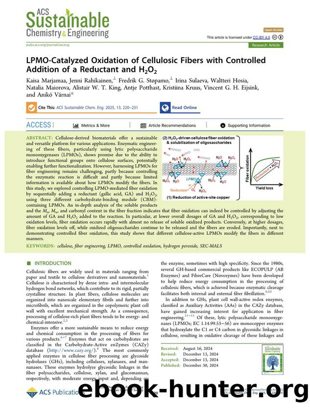 LPMO-Catalyzed Oxidation of Cellulosic Fibers with Controlled Addition of a Reductant and H2O2 by unknow