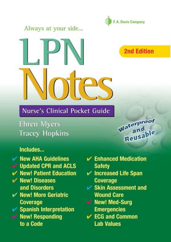 LPN Notes: Nurse's Clinical Pocket Guide by Ehren Myers Tracey Hopkins