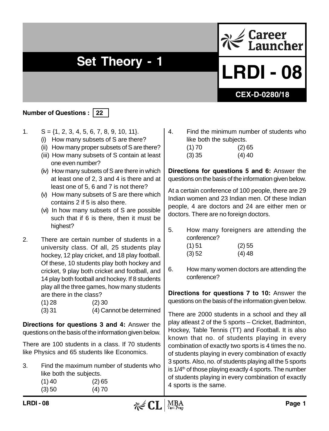 LRDI-08 Set Theory 1 with Solutions by pdf