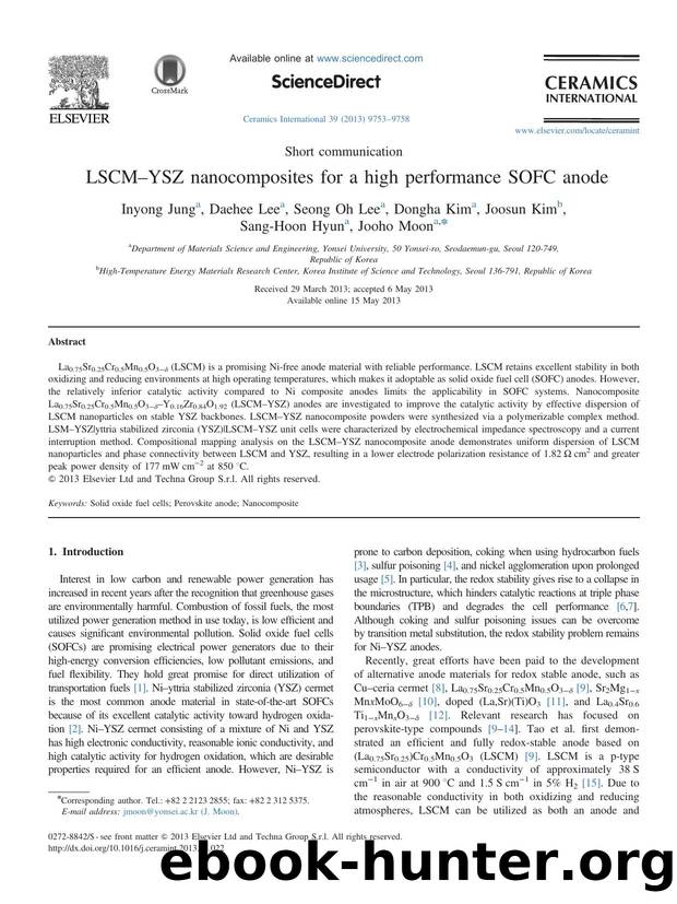 LSCMâYSZ nanocomposites for a high performance SOFC anode by Inyong Jung & Daehee Lee & Seong Oh Lee & Dongha Kim & Joosun Kim & Sang-Hoon Hyun & Jooho Moon