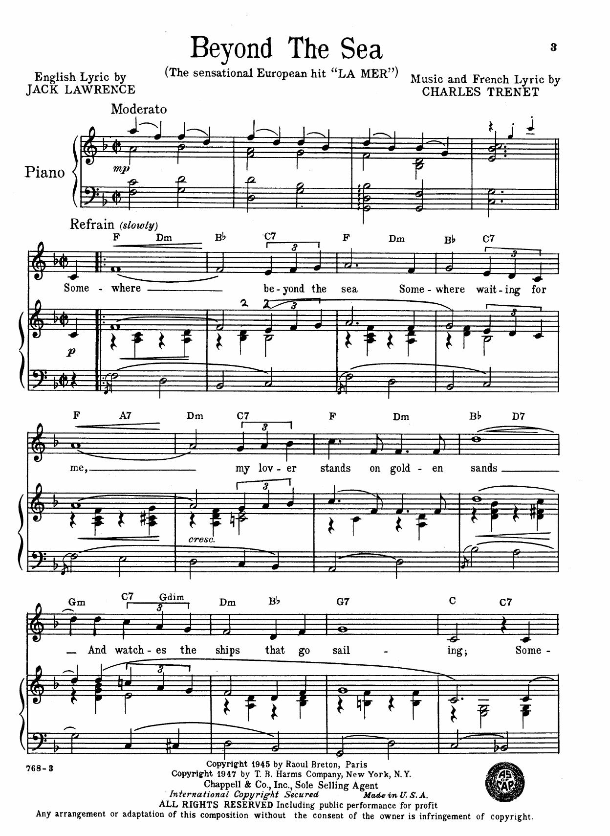 La mer - Beyond The Sea by Charles Trenet piano