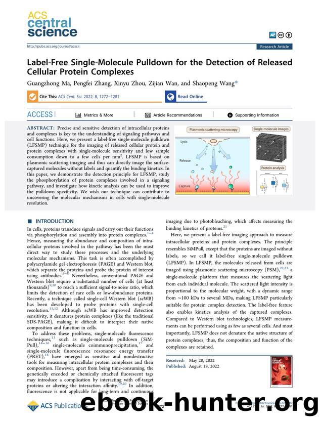 Label-Free Single-Molecule Pulldown for the Detection of Released Cellular Protein Complexes by unknow