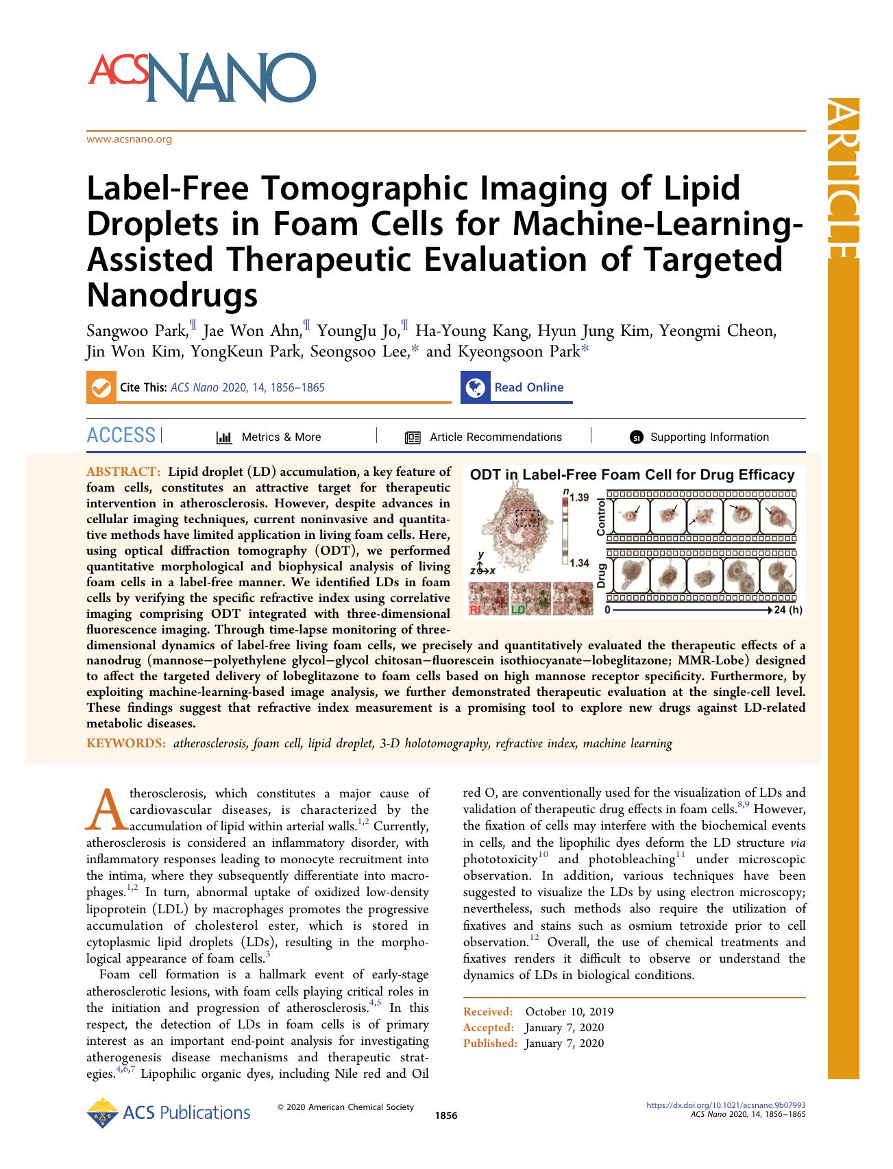 Label-Free Tomographic Imaging of Lipid Droplets in Foam Cells for Machine-Learning-Assisted Therapeutic Evaluation of Targeted Nanodrugs by unknow