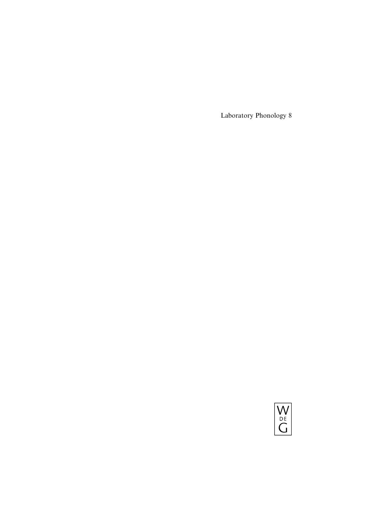 Laboratory Phonology 8 by Louis Goldstein (editor) D. H. Whalen (editor) Catherine T. Best (editor)