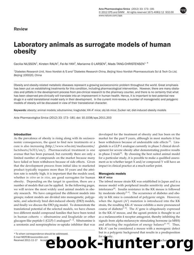 Laboratory animals as surrogate models of human obesity by Cecilia Nilsson & Kirsten Raun & Fei-fei Yan & Marianne O Larsen & Mads Tang-Christensen