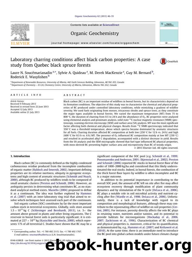 Laboratory charring conditions affect black carbon properties: A case study from Quebec black spruce forests by Laure N. SoucÃ©marianadin