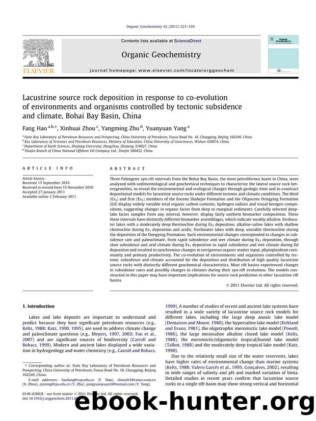 Lacustrine source rock deposition in response to co-evolution of environments and organisms controlled by tectonic subsidence and climate, Bohai Bay Basin, China by Fang Hao & Xinhuai Zhou & Yangming Zhu & Yuanyuan Yang