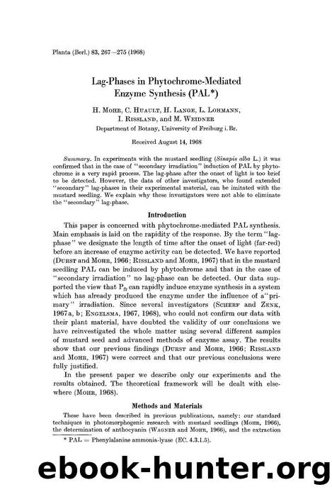 Lag-phases in phytochrome-mediated enzyme synthesis (PAL) by Unknown