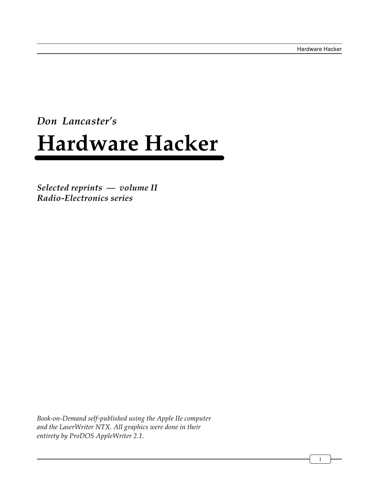 Lancaster by Hardware hacker. Selected reprints — volume II. 2-Don Lancaster & Synergetics (1991)
