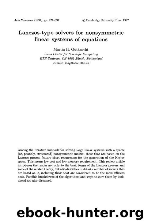 Lanczos-type solvers for nonsymmetric linear systems of equations by Martin H. Gutknecht