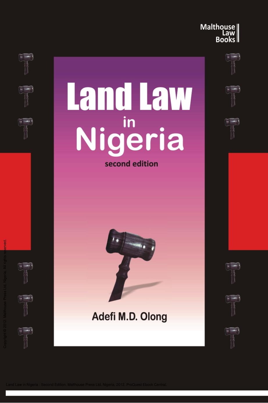 Land Law in Nigeria : Second Edition by Olong