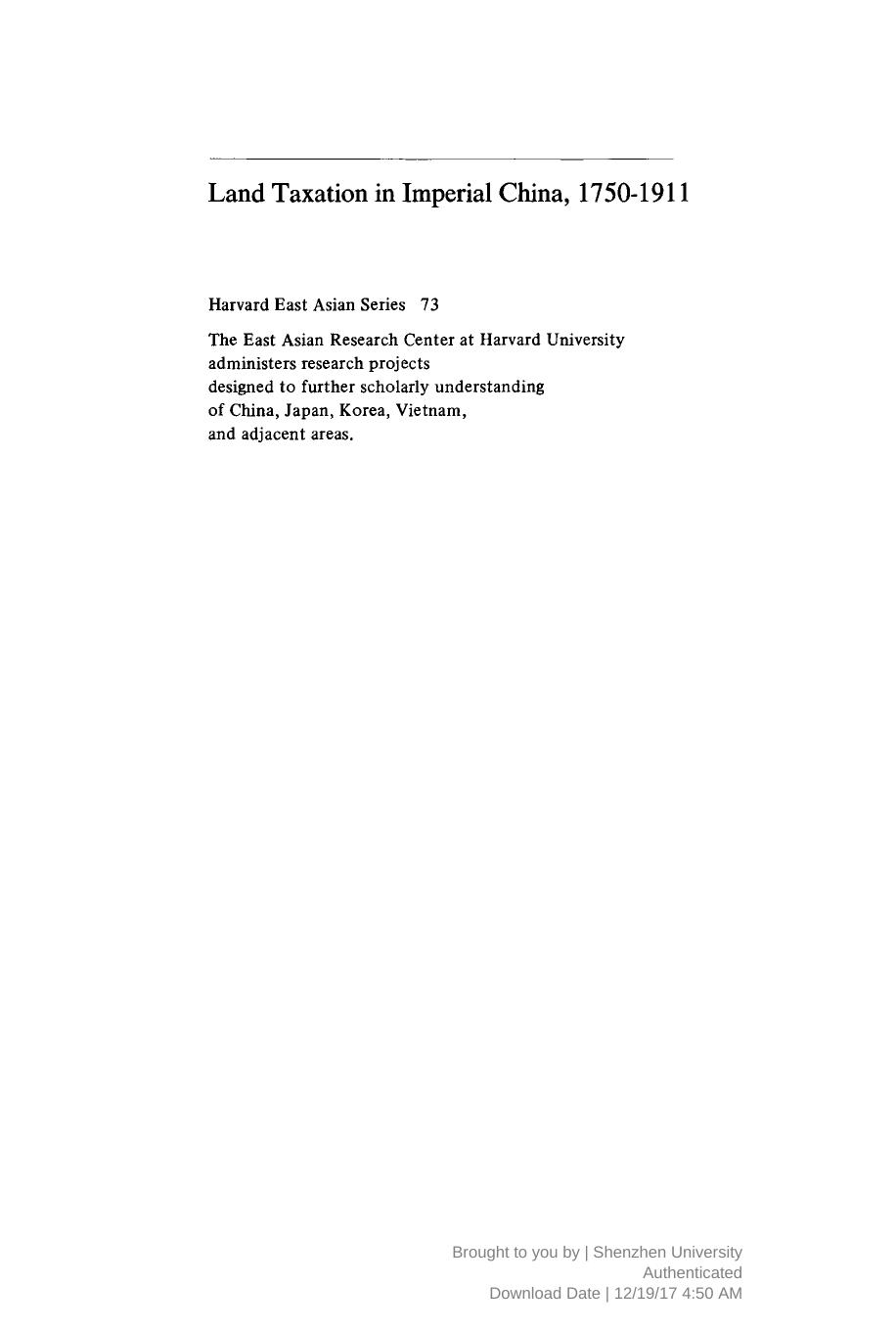 Land Taxation in Imperial China, 1750â1911 by Yeh-Chien Wang