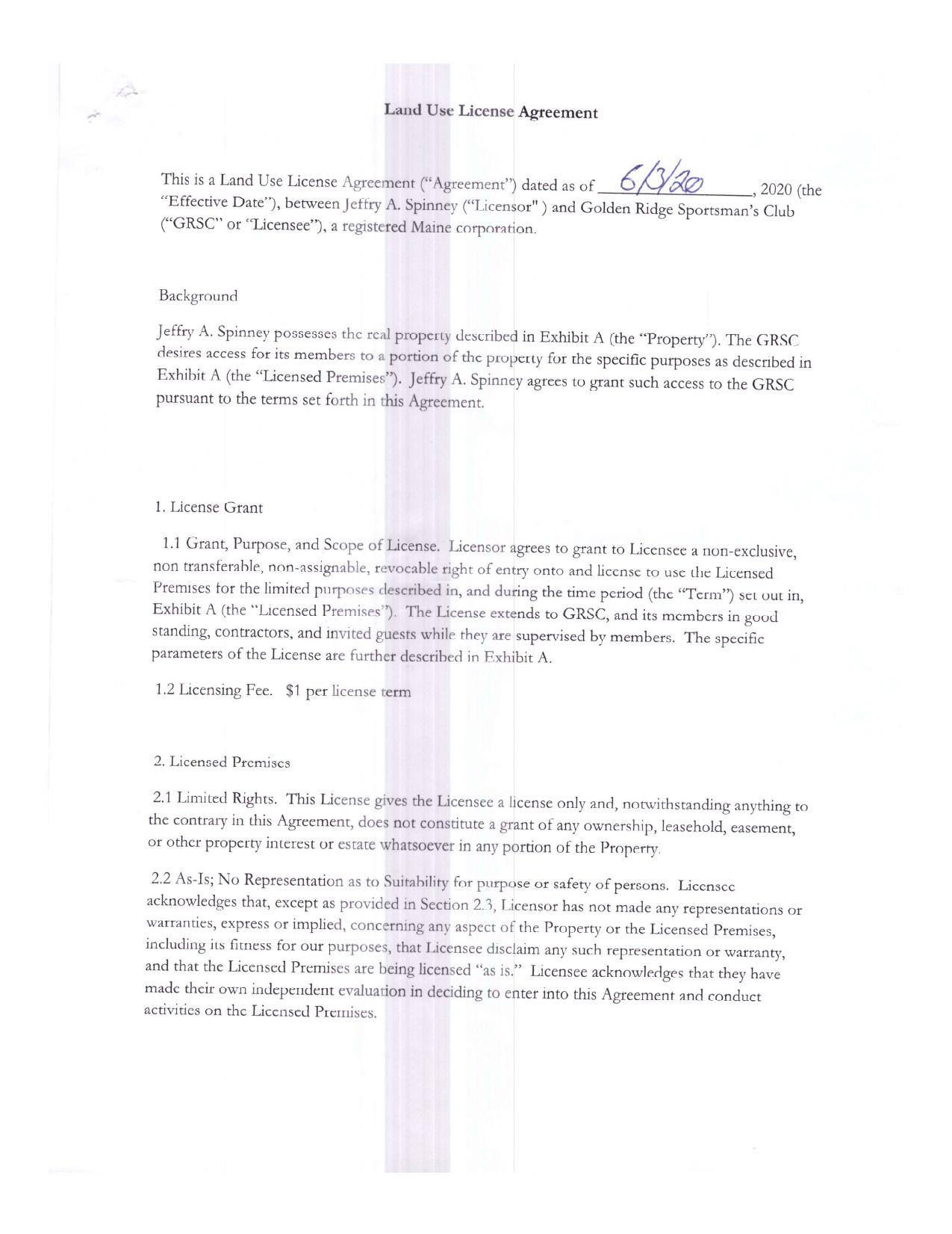 Land Use License Agreement, GRSC 6-3-2020 (FINAL, EXECUTED).pdf by Jami.MacNeil