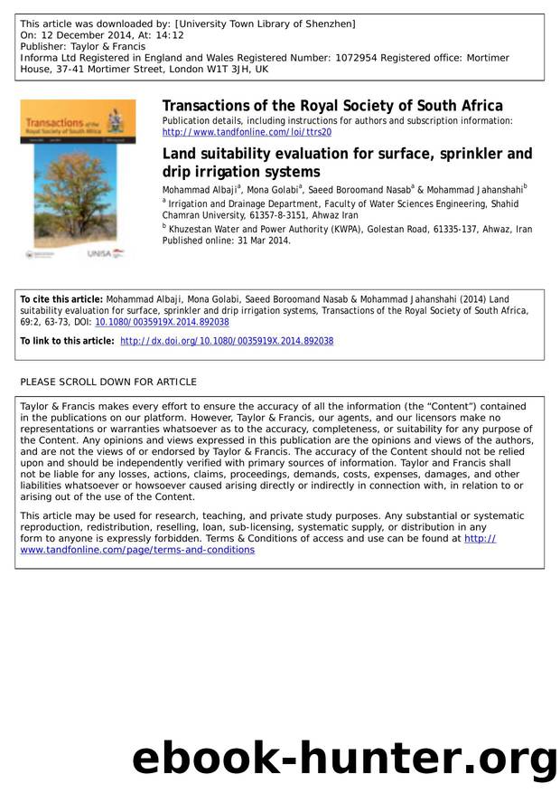 Land suitability evaluation for surface, sprinkler and drip irrigation systems by Mohammad Albaji
