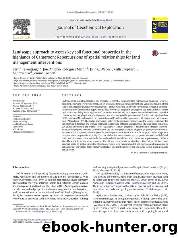 Landscape approach to assess key soil functional properties in the highlands of Cameroon: Repercussions of spatial relationships for land management interventions by unknow