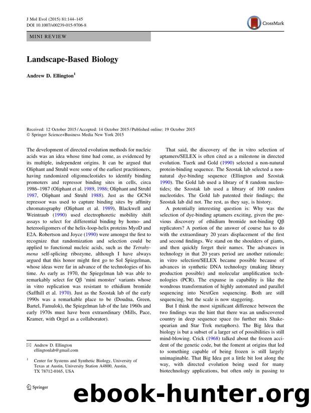 Landscape-Based Biology by Andrew D. Ellington