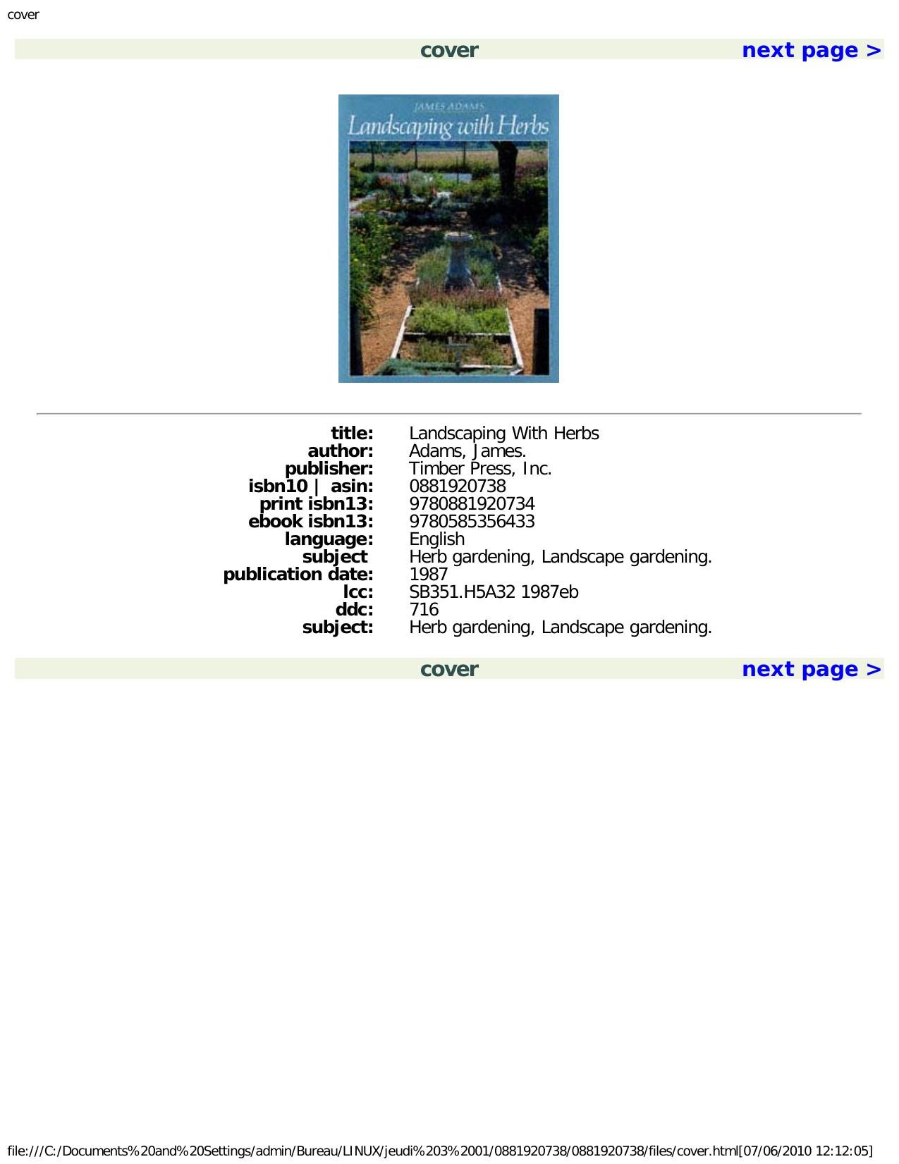 Landscaping with Herbs by James Adams