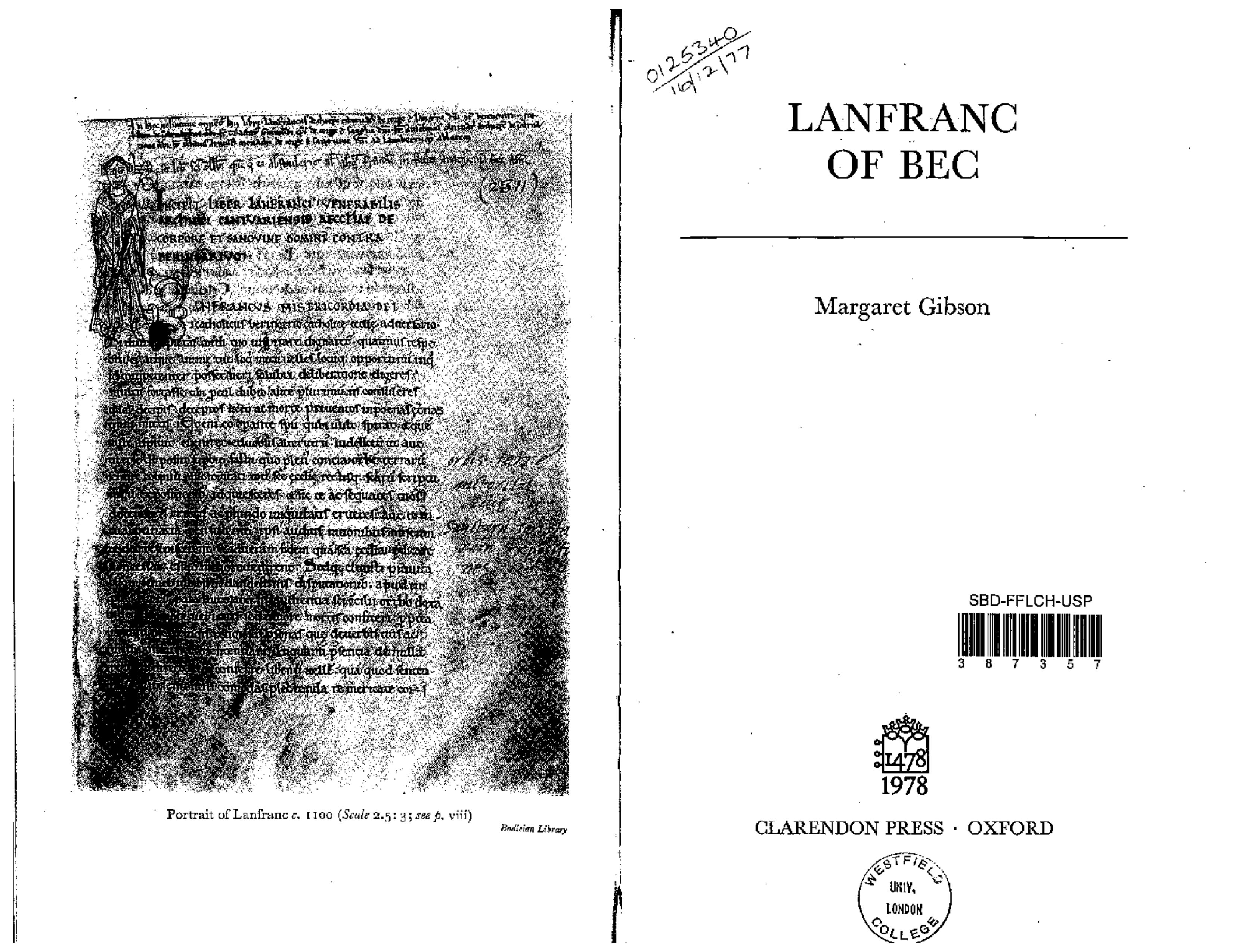 Lanfranc of Bec by Margaret Gibson