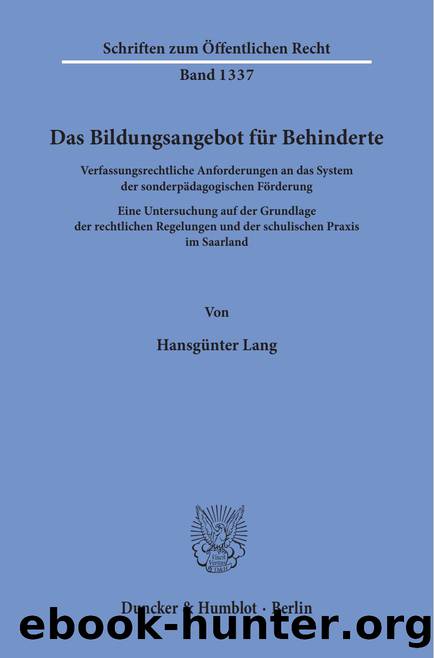 Lang by Schriften zum Öffentlichen Recht (9783428550722)