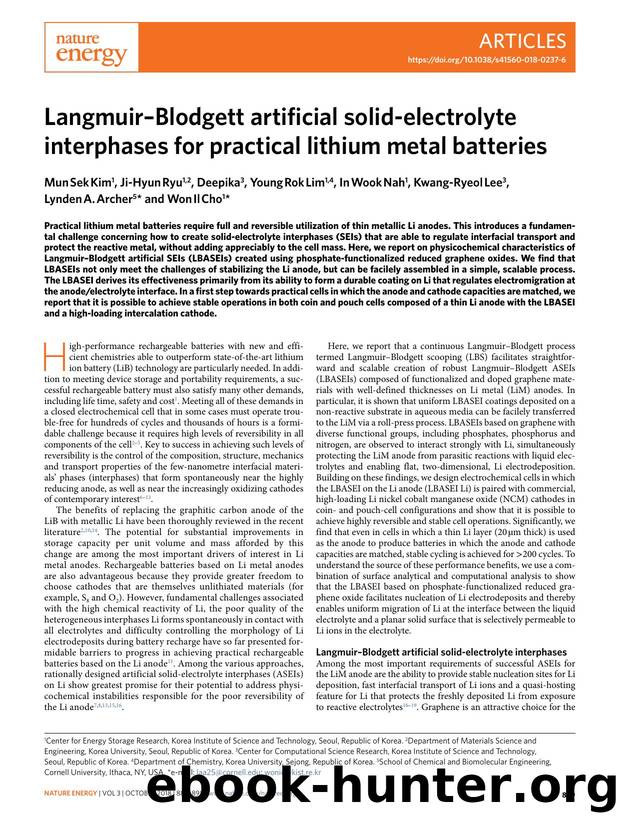 LangmuirâBlodgett artificial solid-electrolyte interphases for practical lithium metal batteries by unknow