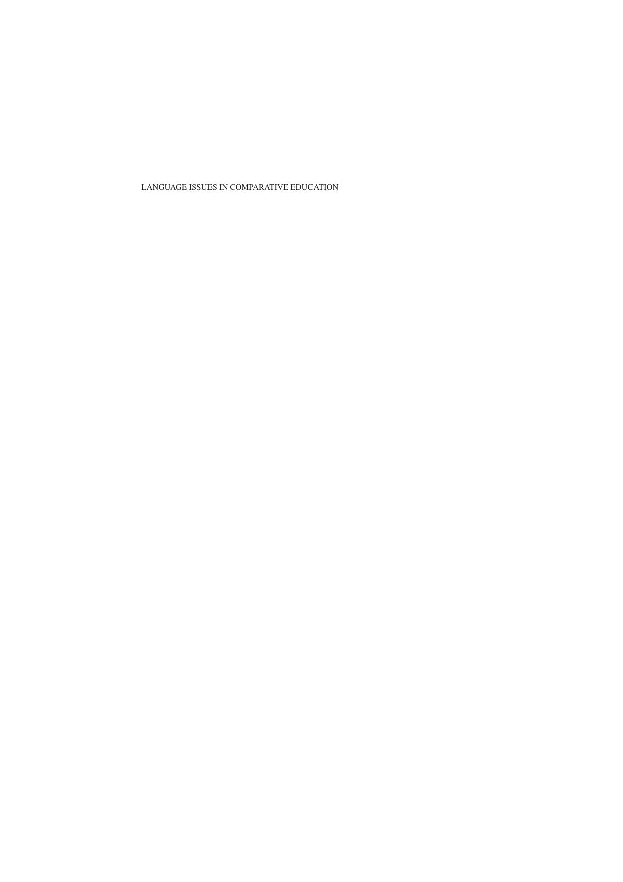 Language Issues in Comparative Education: Inclusive Teaching and Learning in Non-Dominant Languages and Cultures by Unknow