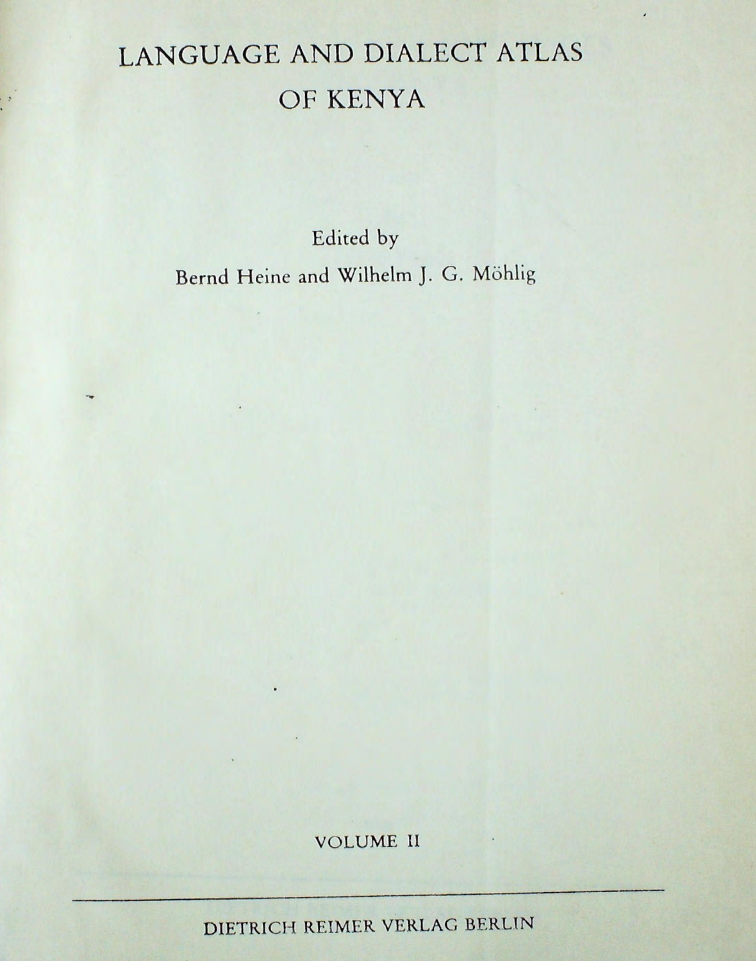 Language and dialect atlas of Kenya by Bernd Heine Wilhelm J. G. Möhlig