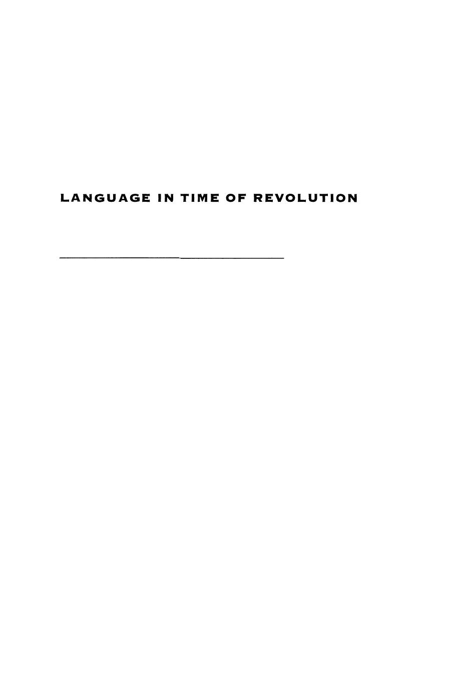 Language in Time of Revolution by Benjamin Harshav