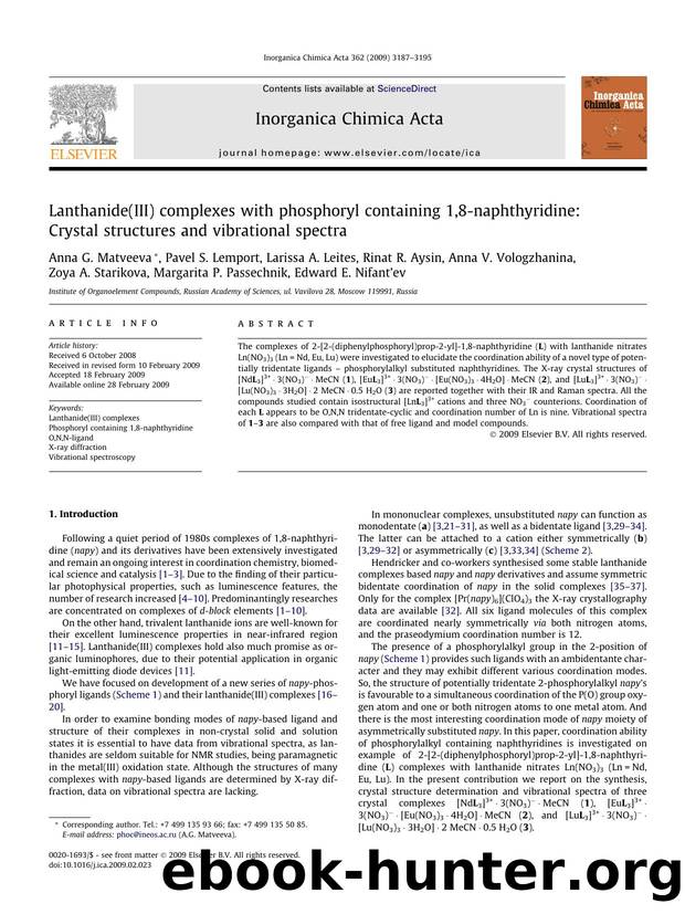 Lanthanide(III) complexes with phosphoryl containing 1,8-naphthyridine: Crystal structures and vibrational spectra by unknow