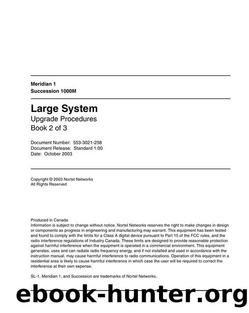 Large System Upgrade Procedures: Book 2 of 3 by Nortel Networks