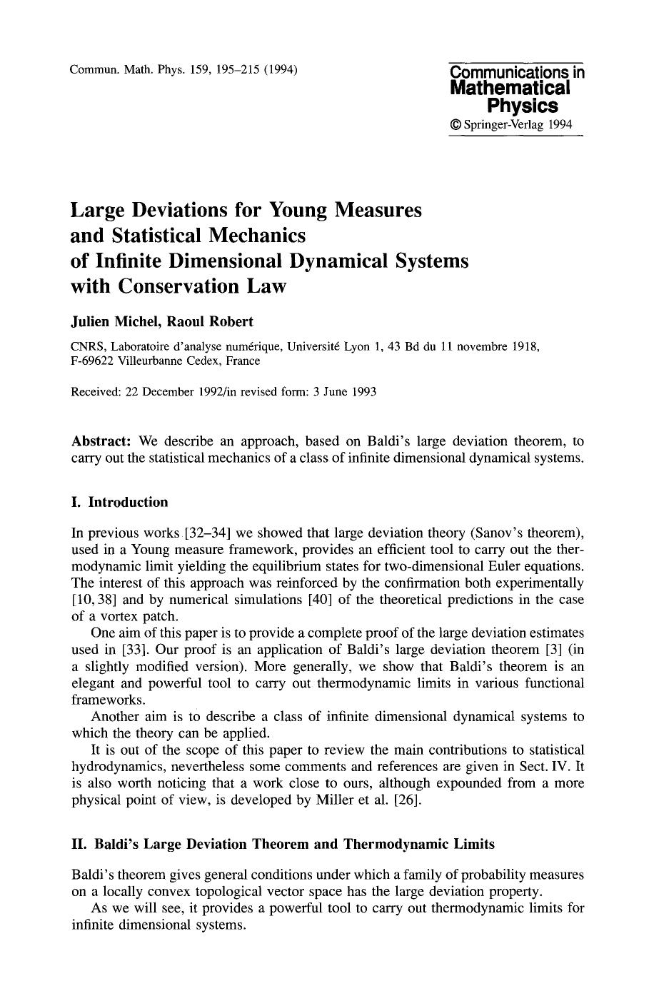 Large deviations for young measures and statistical mechanics of infinite dimensional dynamical systems with conservation law by Unknown