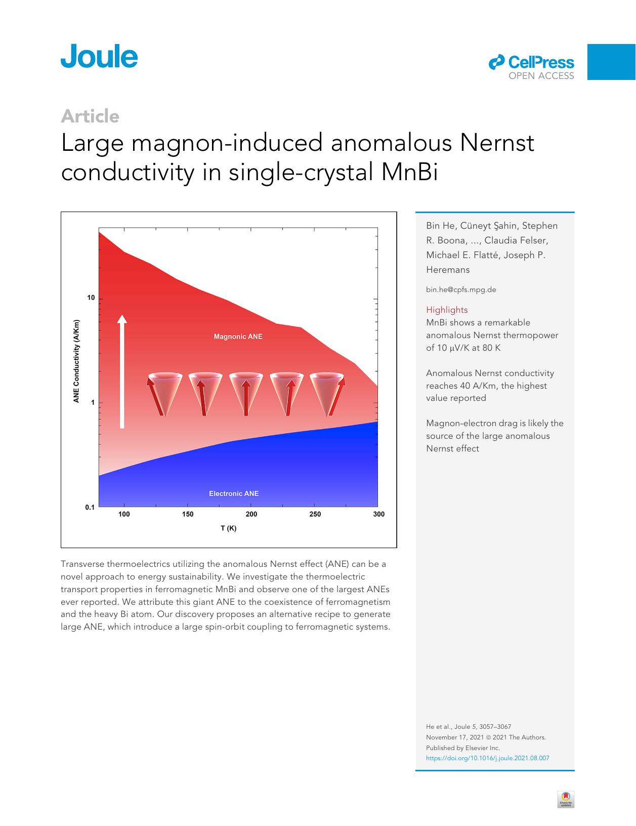 Large magnon-induced anomalous Nernst conductivity in single-crystal MnBi by unknow
